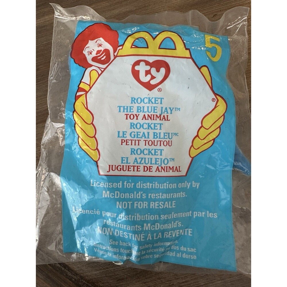 Ty Beanie Babies Rocket The Blue Jay McDonald's Toy 1999 SEALED & Rare - Errors